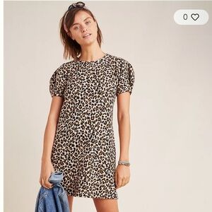 Velvet Jolene Leopard Puff-Sleeved Mini Dress Size Small